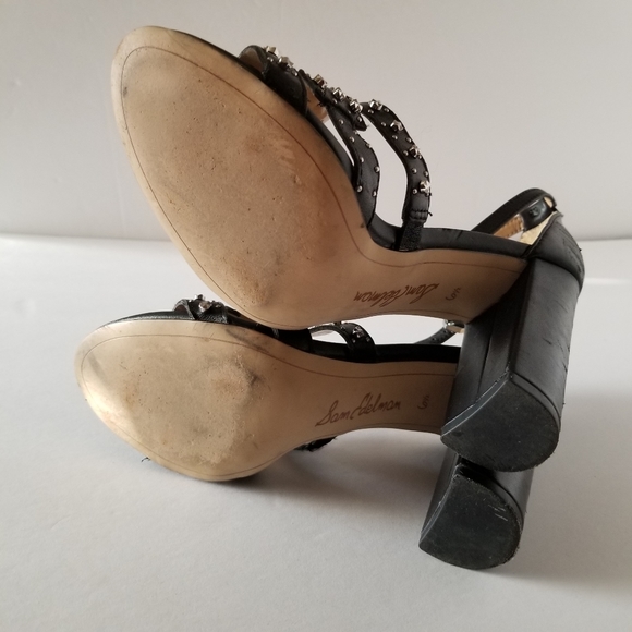 Sam Edelman Sandals Womens Size 6.5 Black Studded Yasha Block Heel - Picture 9 of 9